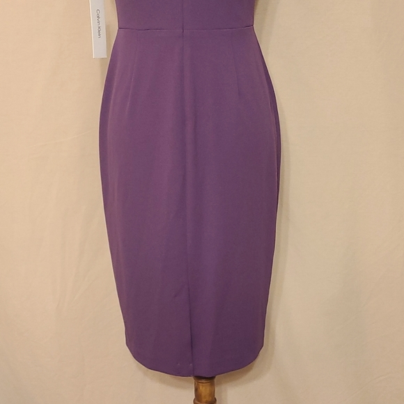 Calvin Klein Purple Gathered Cut-out Front Sleeveless Sheath Dress - Picture 10 of 10